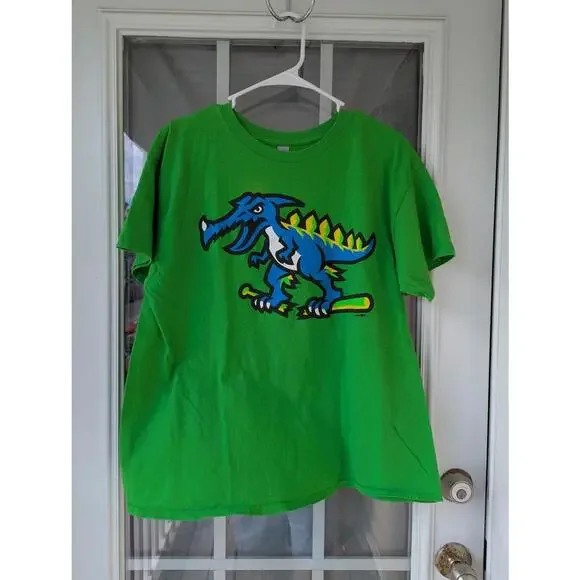 Myrtle Beach Pelicans Electric Green Pelisaurus Rex L Tee Minor League Baseball - Picture 4 of 4